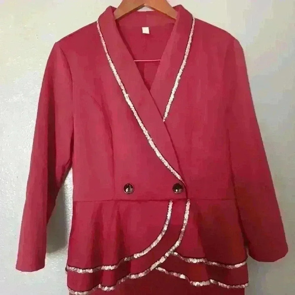 Sequined Red Dress Size Large - Picture 3 of 16